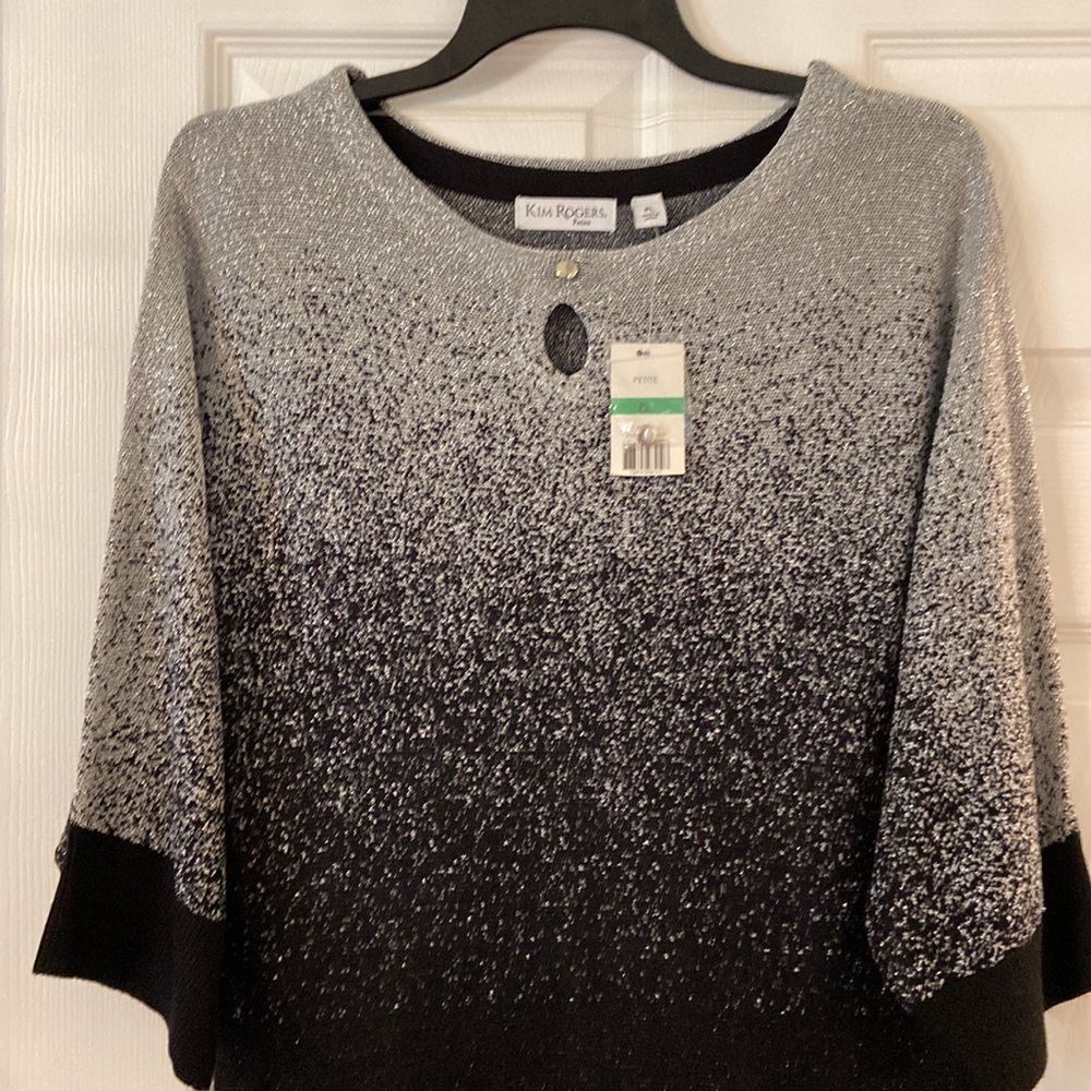 Beautiful Kim Rogers Shirt size PL brand new with tags color silver and black - Picture 2 of 12